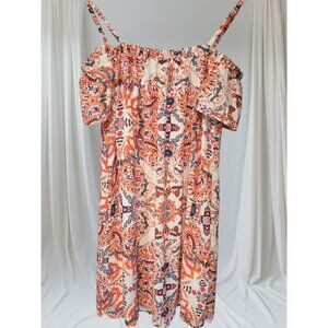 As U Wish Women's Medium Off-Shoulder Paisley Print Dress Multicolor Lightweight